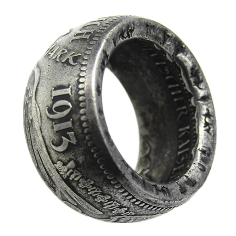 Germany Silver Coin Ring 5 MARK 1913 'eagle'  copper-nickel alloy Handmade In Sizes 8-16