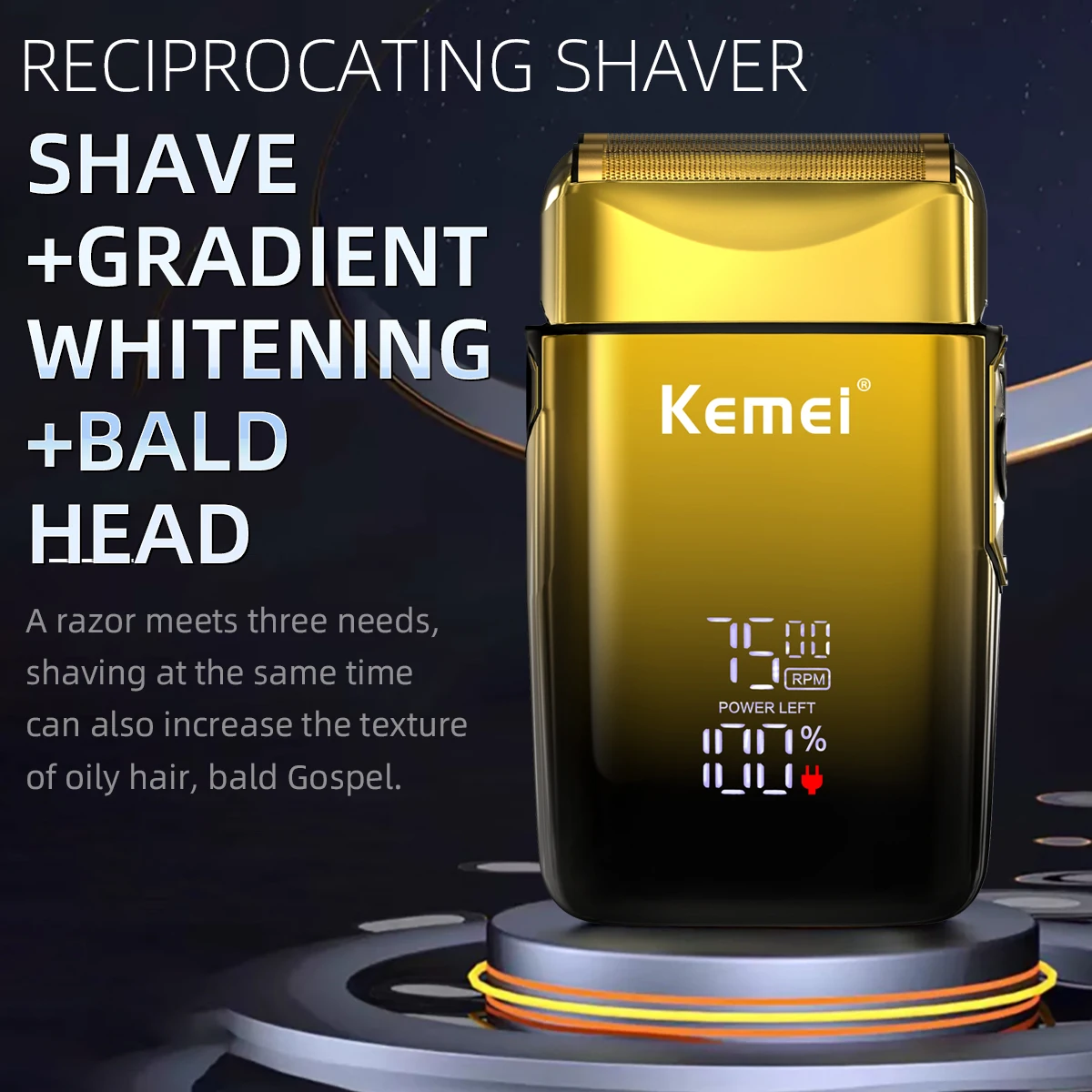 Kemei 7500 RPM Electric Shaver Professional Hair Beard Razor Rechargeable Beard Trimmer Shaving Cutting Machine for Men KM-TX10