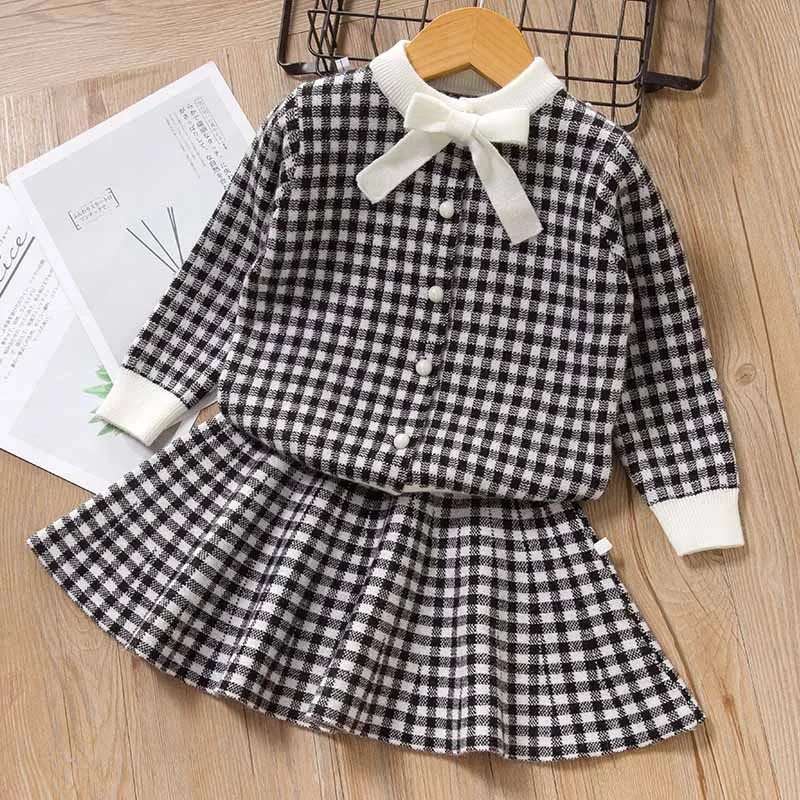 Bear Leader New Autumn Winter Girls Sweater Dress Kids Cloths Children Children Sweater Suit for Girls Knitted Christmas Dress