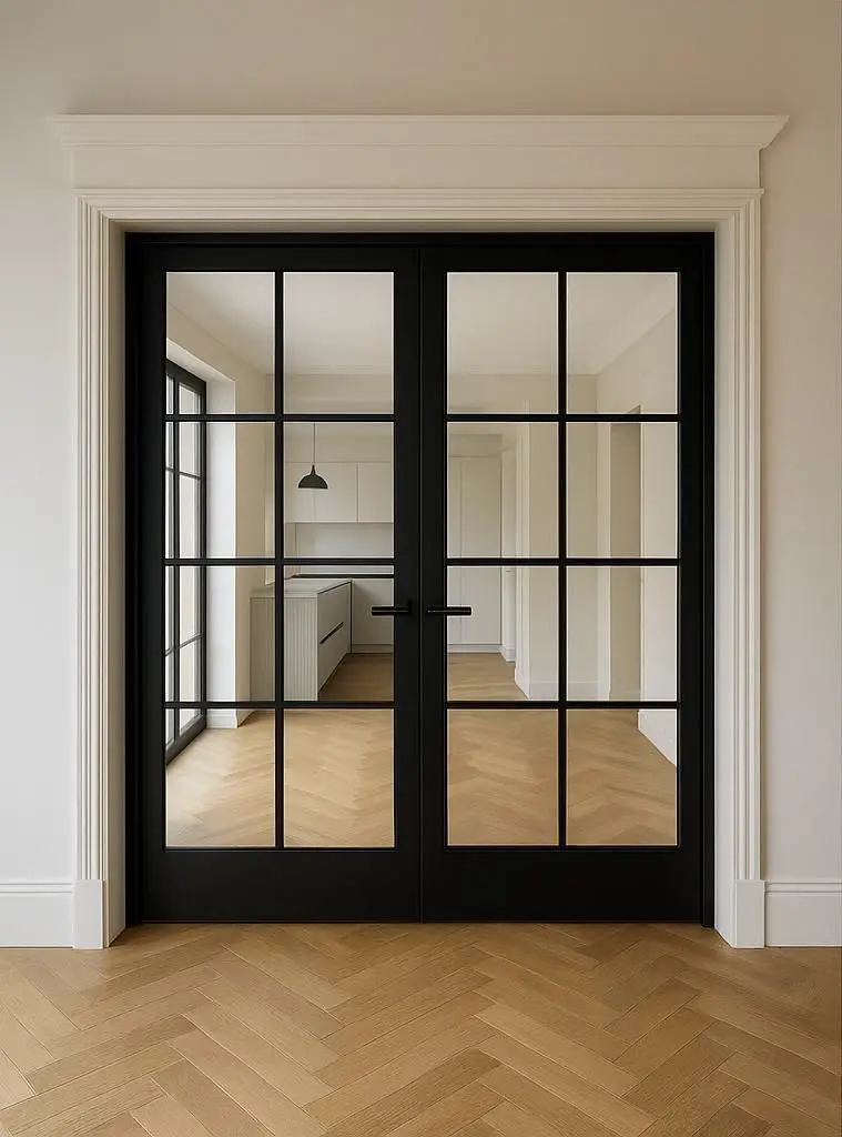 

Windproof Exterior Balcony Garden Double Door Thermal Break Hinged Swing Glass Doors Residence Aluminum Casement French Doors