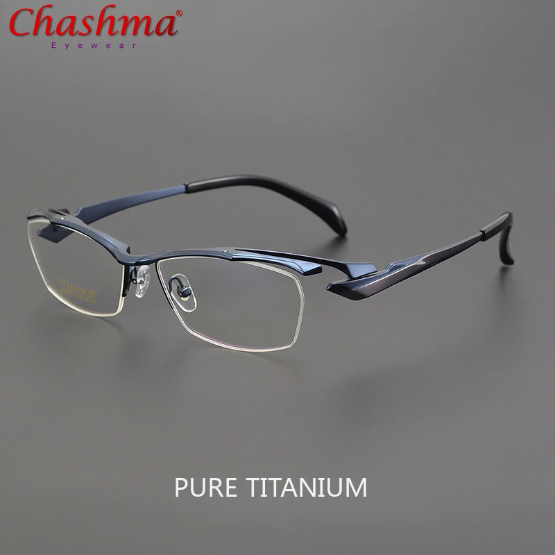 

High-quality Titanium Glasses Frame Men Semi Rim Square Business Optical Eyeglass Frames Prescription Eyeglasss For Men