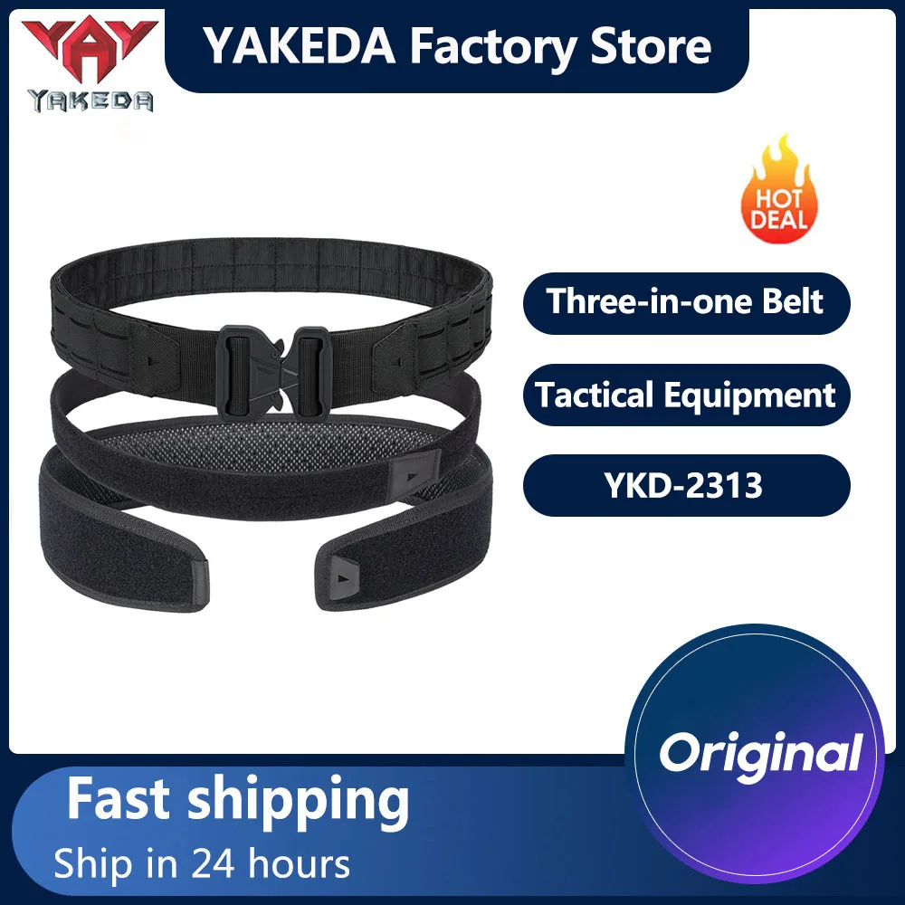 

YAKEDA Outdoor Tactical Multifunctional Waistband Wear-resistant Outdoor Duty Waistband Internal And External Three-in-one Belt