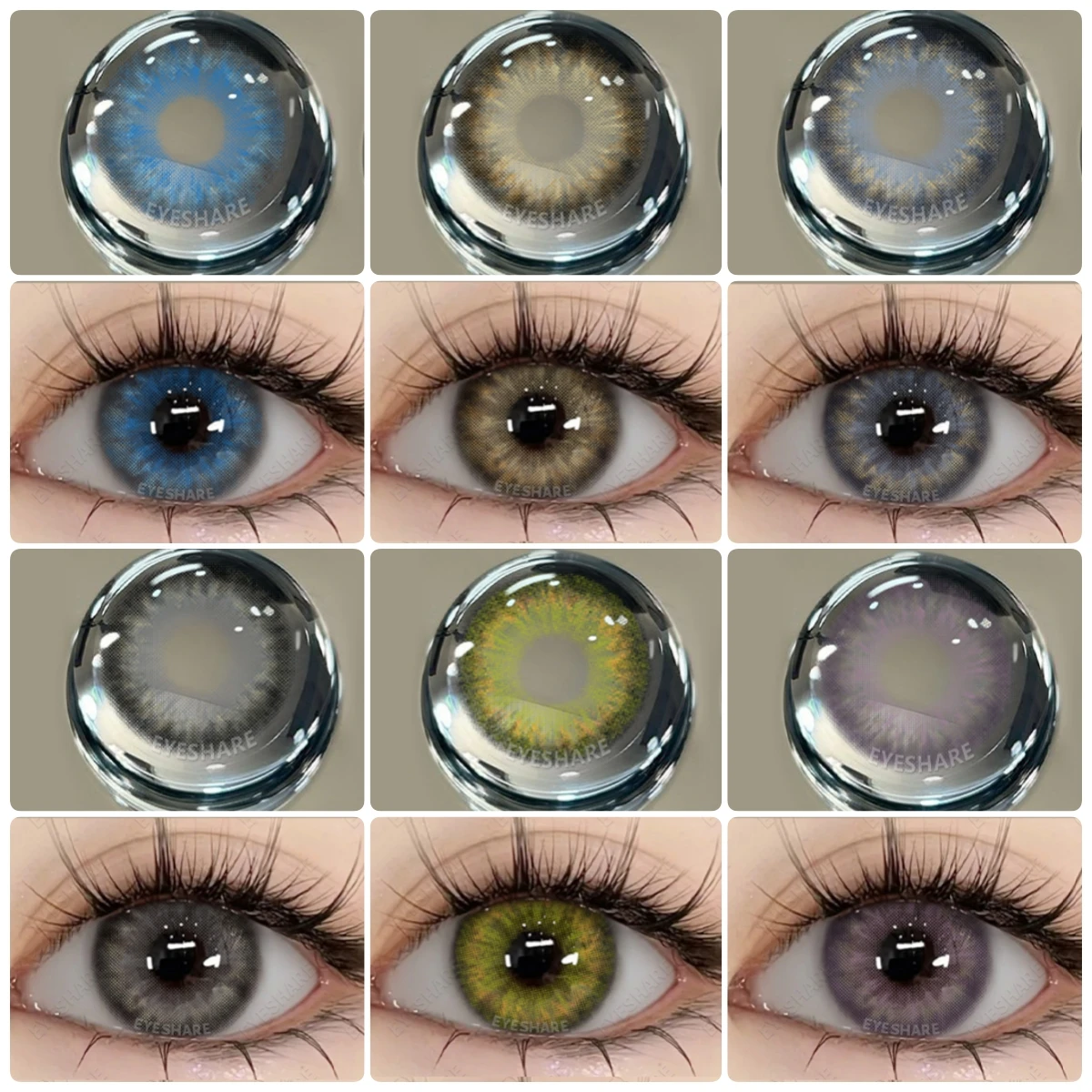 EYESHARE 1 Paar farbige Kontaktlinsen für Augenkosmetik, blaue Kontaktlinsen, braun, hochwertige natürliche Kontaktlinsen, graue Linse
