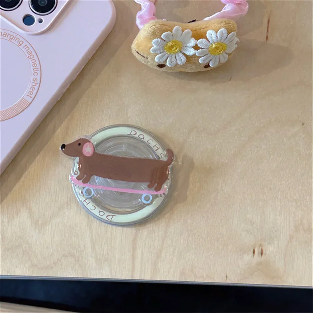 Korea Cute Sausage Dog for Magsafe Magnetic Phone Griptok Grip Tok Stand for IPhone Foldable Wireless Charging Case Holder Ring