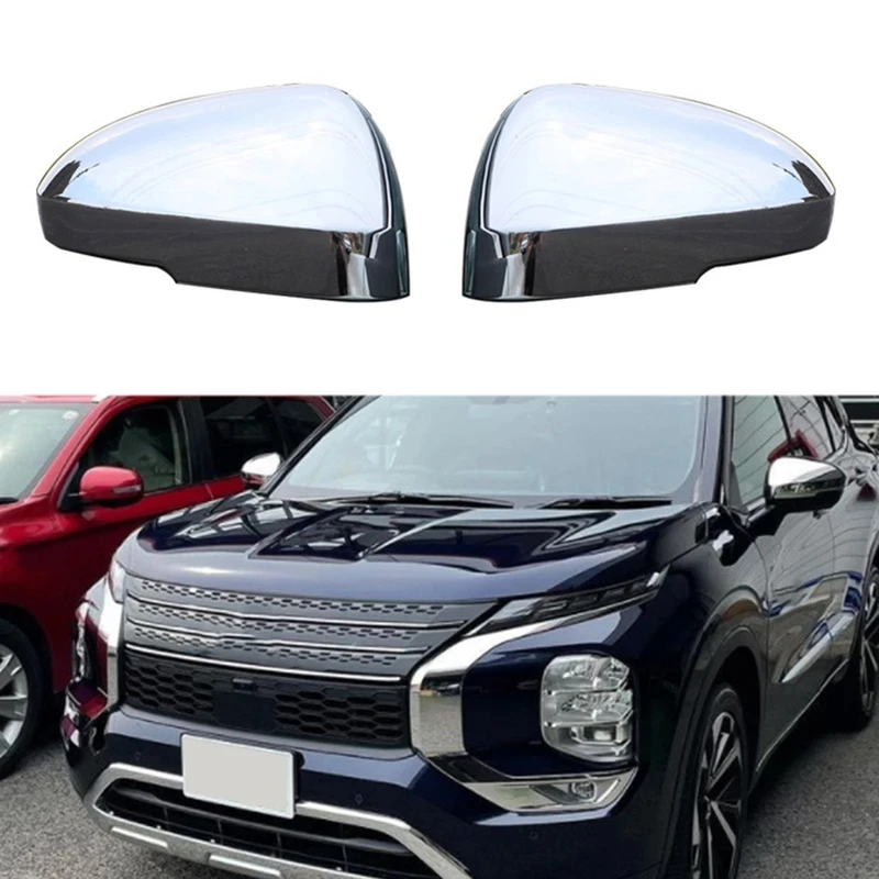 Carbon Fiber Rearview Side Mirror Covers For Mitsubishi Outlander 2022-2023 ABS Chrome