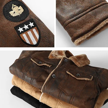 High Quality Leather Jackets Casual Man Winter Fleece Motorcycle Faux Leather Jacket Male Anti-wind Lapel Zipper Jackets Men 6