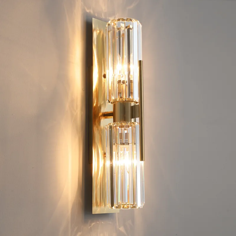 Modern Light Luxury Golden Crystal Lamp Nordic Entrance Lighting Bedside Study Board Living Room Decoration Wall Light E14 LED