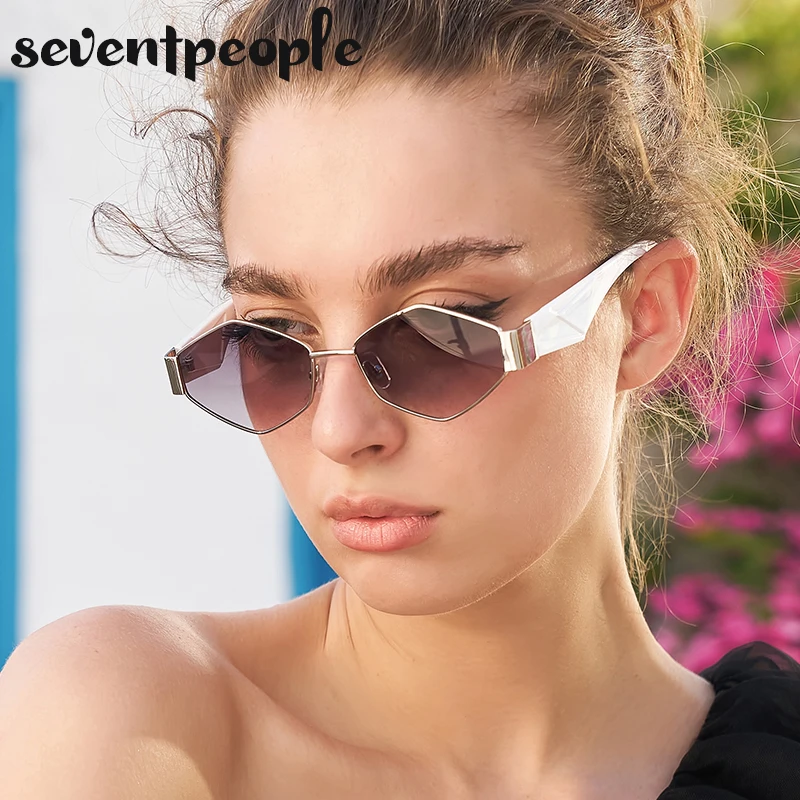 Metal Rhombus Sunglasses Women 2023 Luxury Brand Designer Fashion Irregular Sun Glasses For Men Trendy Polygonal Sunglass Unisex