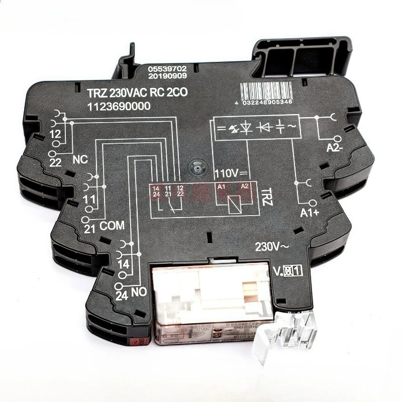 12.8mm Ultra Thin DIN Rail Relay TRZ 230VAC RC 2CO 1123690000 230VAC 8A Two Changeover Contact Weidmuller Electromagnetic Relay