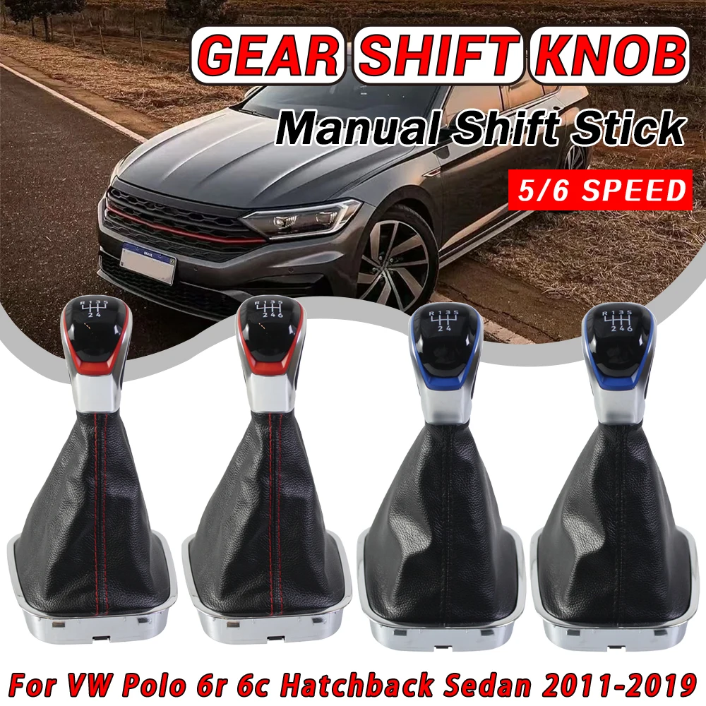 

Car Shift Gear Knob with Chrome PU Leather Boot Change Lever Manual Gearbox For VW Polo 6R 6C Hatchback Sedan 2010-2017