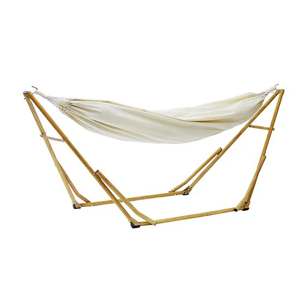 Camping Hammock with Space Saving Steel Stand Hanging Chair Stand Clothesline Pole With Carry Bag
