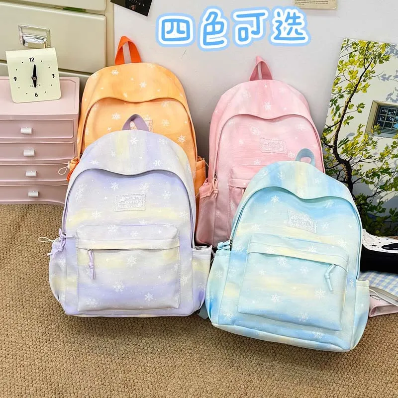 

Нейлоновая ткань, водонепроницаемый студенческий школьный рюкзак, окрашенный в галстук, легкий и свежий женский повседневный дорожный рюкзак