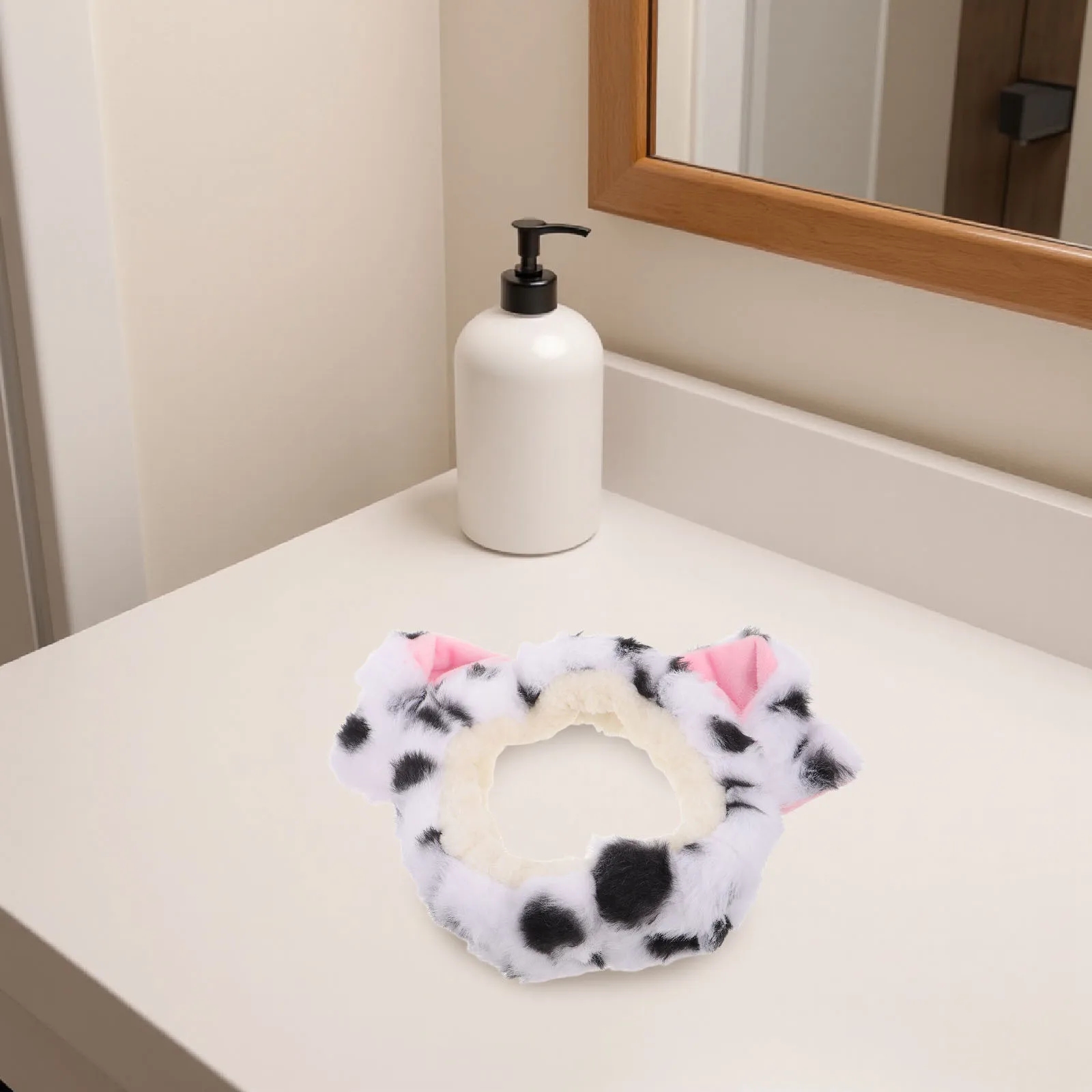 

Dalmatian Dog Ear Headband Cute Cartoon Print Hair Hoop For Makeup Skincare Shower Spa Theme Hairband