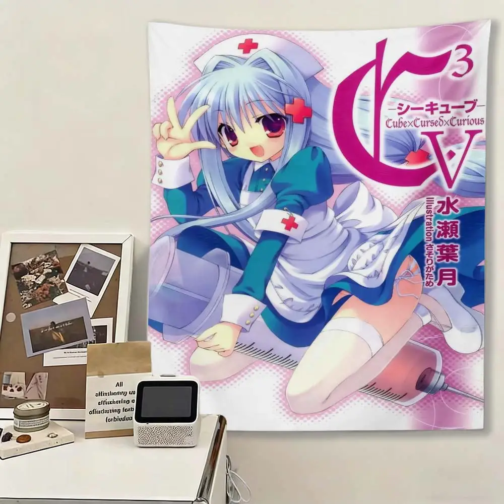 C-C³ Cube×Cursed×Curious Wandteppich, Fear Kubrick Nurse Outfit Anime Wandbehang, rosa ästhetische Dekoration für Schlafzimmer und Wohnheim – Detail 4