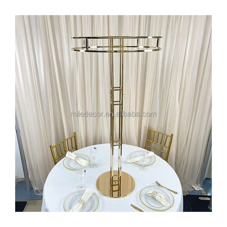 Luxury Event supplies Table Centerpieces Iron Round Metal Stand Wedding Decor Gold Metal Flower Stand