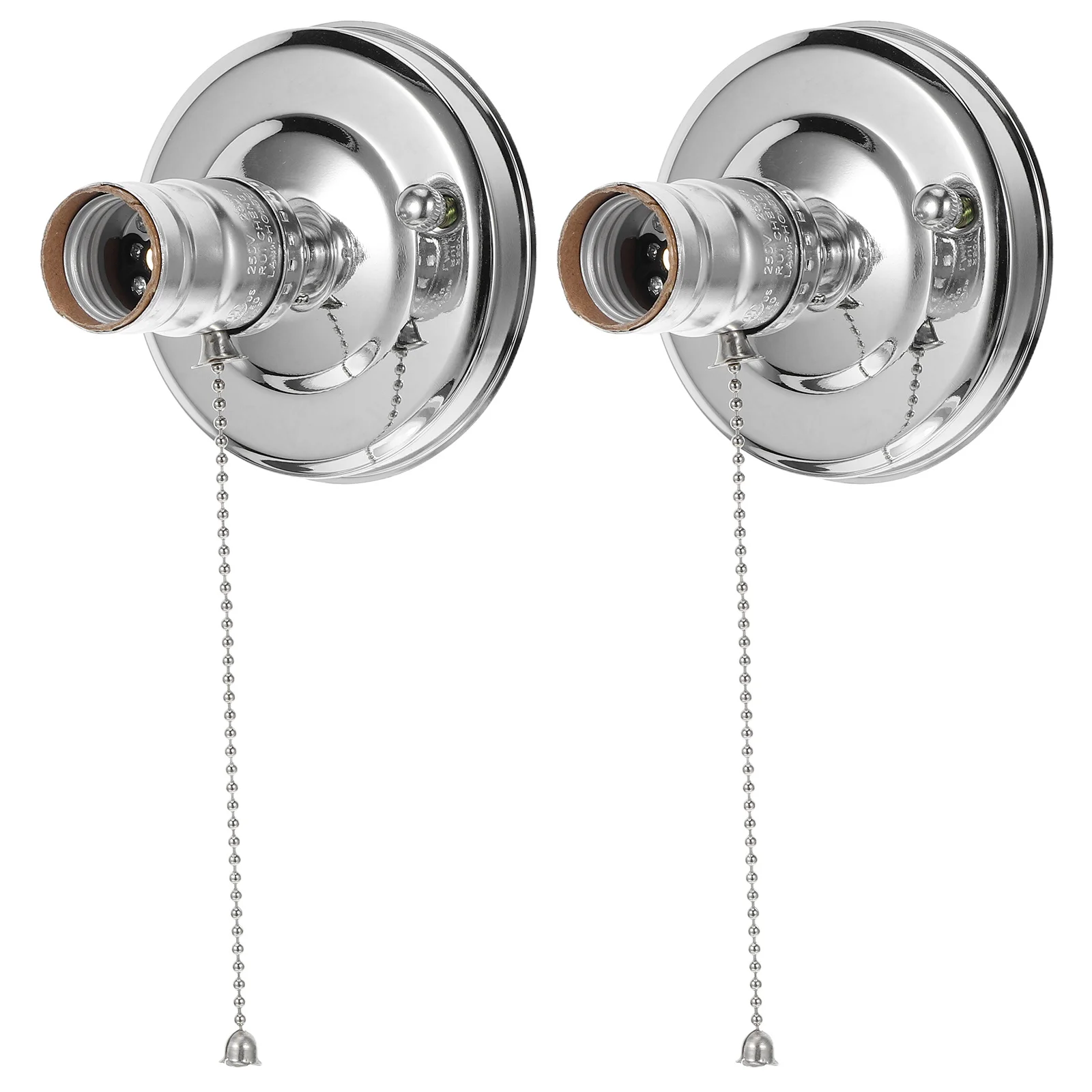 

2Pcs Vintage Wall Lamp Base E27 Screw Socket Pull Chain Switch Compatible Bulb Holder for Ceiling DIY Lighting Decoration