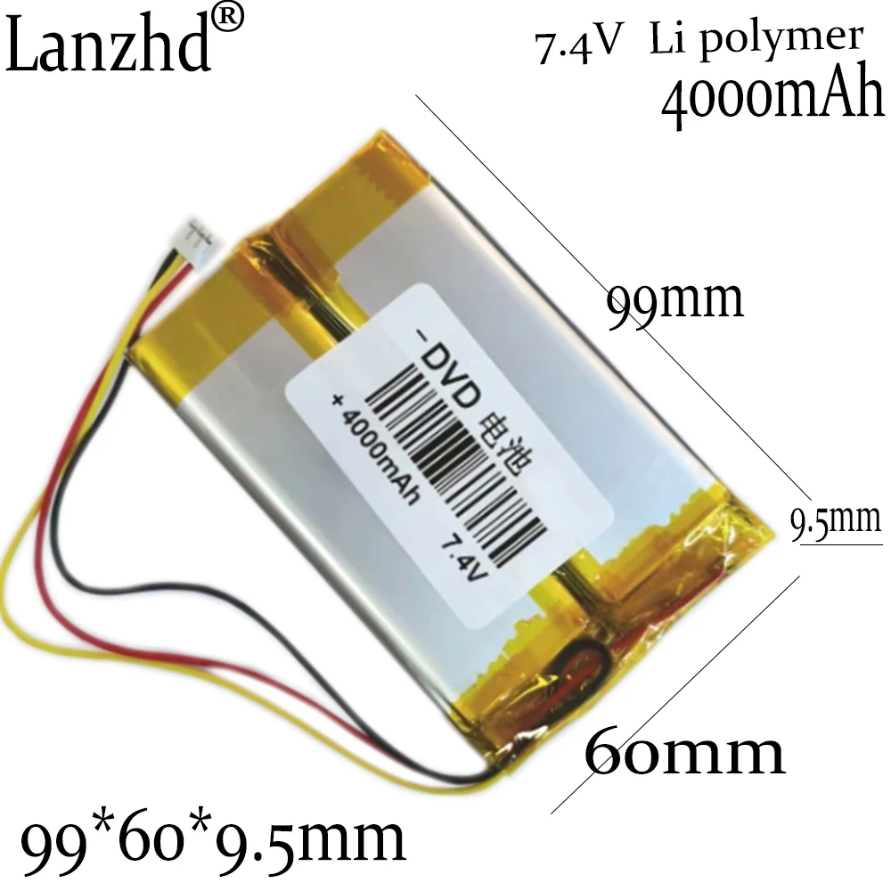 

1-12pcs Mobile DVD player battery 992999 7.4V Li polymer battery EVD portable DVD polymer lithium battery 4000mAh