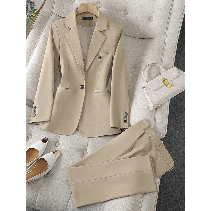 

Профессиональный женский осенне-зимний деловой костюм из двух предметов, длинные брюки, рабочий orm, повседневная удобная женская одежда