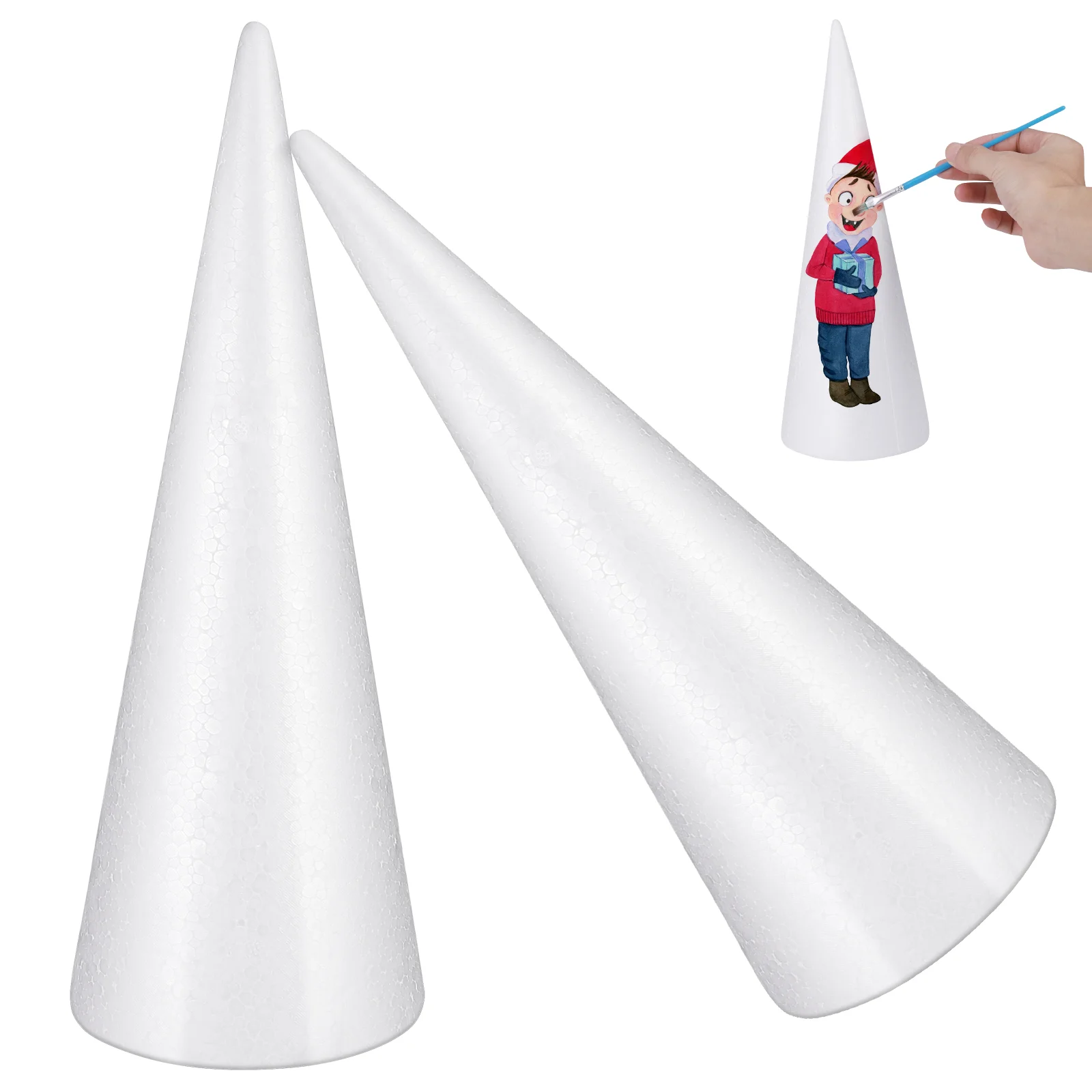 2 PCS Mousse Foam Cone Kids Christmas Crafts Shape Girl White Child Friendsgiving Decor