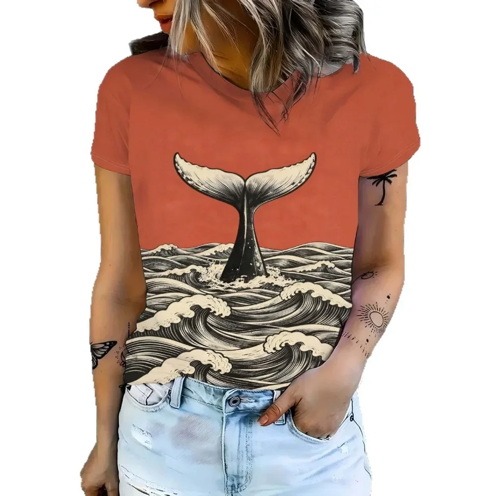 Women Mori Style Blue Purple Floral Print Short Sleeve T-Shirt Casual Daily Office Work Relaxed Fit Chic Minimalist New