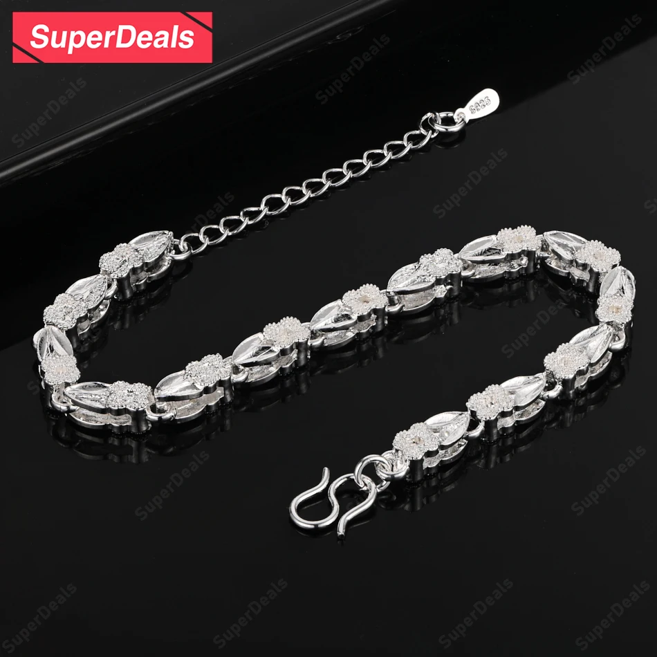 

SuperDeals 925 Sterling Silver Heart Leaf Bracelet Women Party Noble Beautiful Fine Jewelry Charm Engagement Wedding Accessories