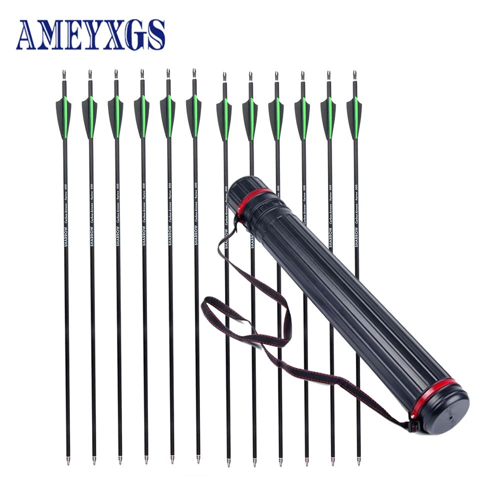 

Bow Arrows 30.5inch 6/12/24pcs Spine 500 Mixed Carbon Arrows Diameter 7.8 mm or Compound/Recurve Bow Archery Shooting