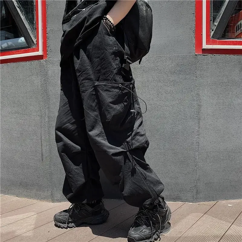 HOUZHOU Techwear Cargo Pants for Men Black Trousers Male Jogging Korean Casual Japanese Streetwear Hip Hop Safari Style Pocket