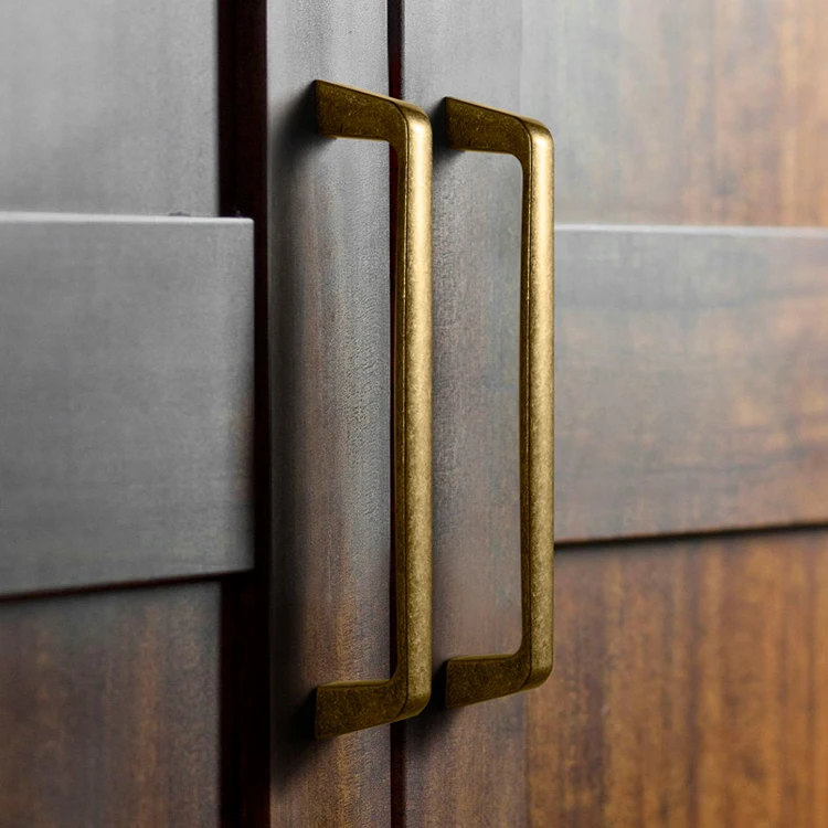 Antique Brass Cabinet Handles Drawer Knobs Solid Vintage Bronze Bar Pulls Retro Brass Kitchen Hardware for Cupboard Furniture