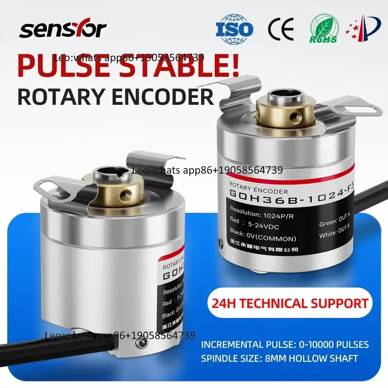 Diameter 58mm Main Shaft Motor Incremental Rotary Encoder RHI58N 10/12/15 Solder Lug-style DC 5-24V