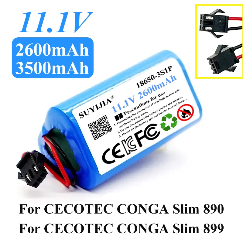 10.8 فولت 11.1 فولت 3500 مللي أمبير 18650 بطارية ليثيوم حزم ل CECOTEC CONGA سليم 890 899 الرطب الروبوتية مكنسة كهربائية بطارية عالية الجودة #1