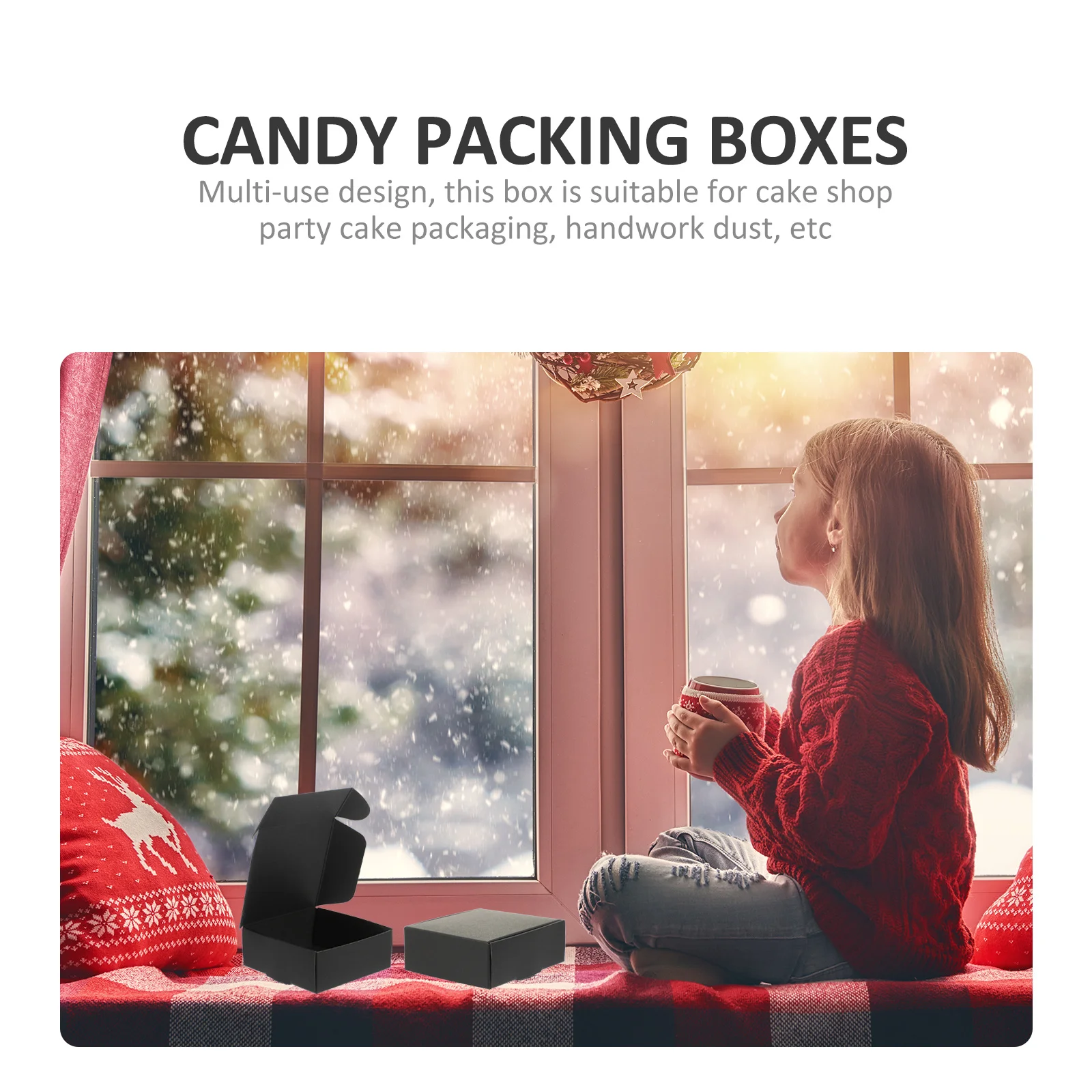 

20Pcs Black Card Gift Packaging Box Heavy Duty Candy Storage Case for Party Favors Birthday Wedding Celebration Event