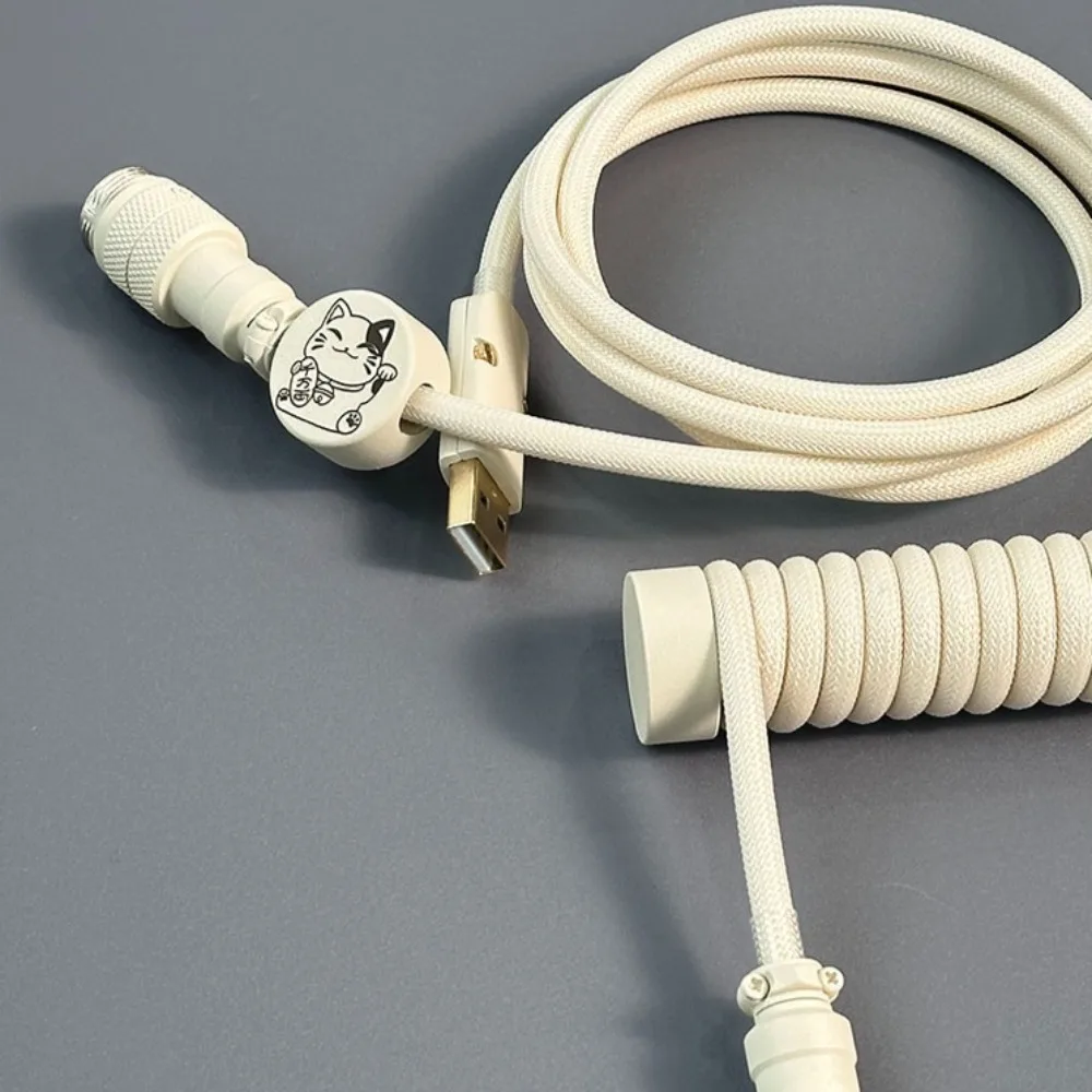 UNKNOWN ERROR Mechanical Keyboard Coiled Cable 1.5m USB to Type-C Data Cable 8K Braided Aviation Plug Cable Gaming Accessories