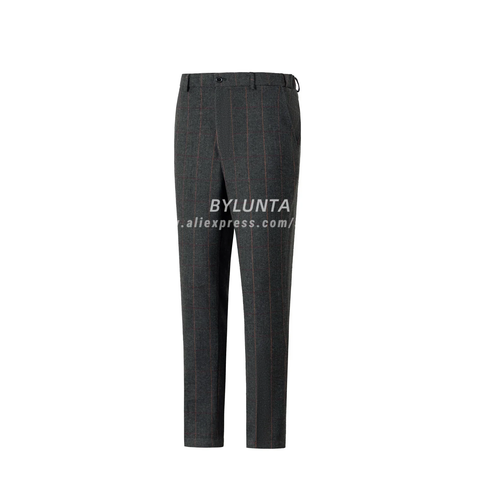 Bylunta Men's Dress Pants Tweed Plaid Classic Fit Siut Separates Slim Stylish Wool Casual Business Suit Pants