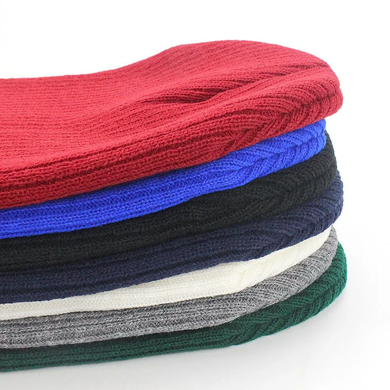 Knitted Hats for Men and Women, Skullies Caps, Warmer Bonnet, Casual Cap, Monochromatic, Male and Female, Winter, 2024