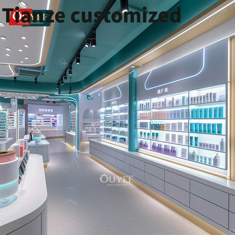 

Customized-Customized Cosmetics Display Counter Perfume Showcase Display Wig Shop Display Furniture Beauty Supply Store Fixtures