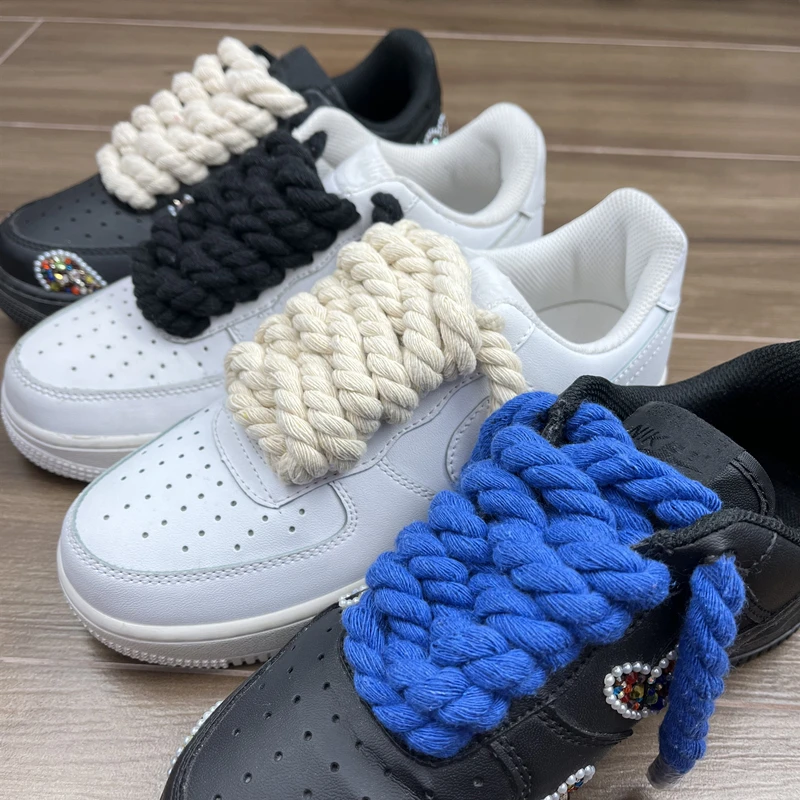 0.8CM Thick Round Shoelaces Quality solid color Cotton Shoelace Running Sneakers Laces 100/120/140CM Boots Shoelace 1Pair/2Pair image 6