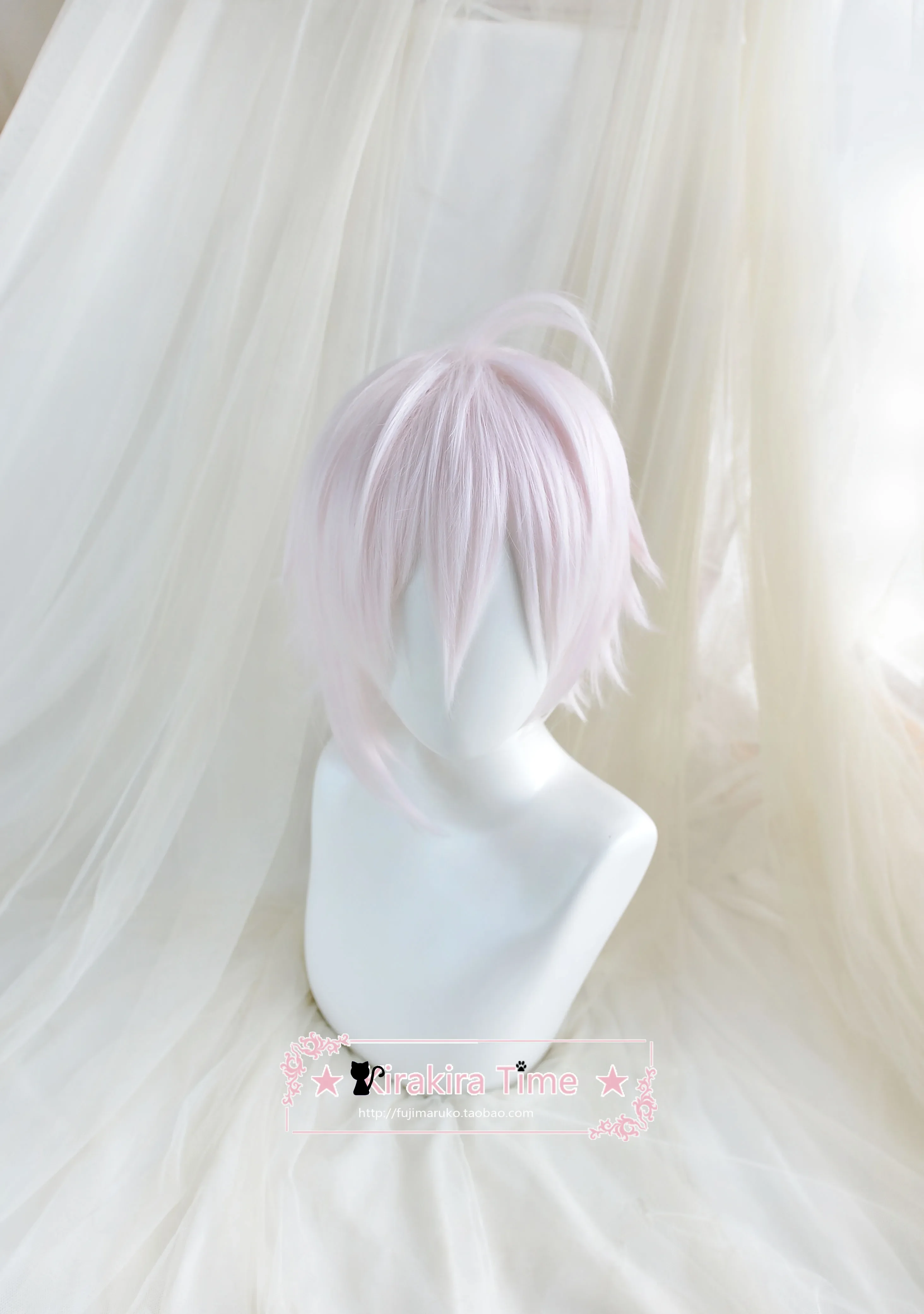 Pelucas Kujo Tenn Idolish7 para fiesta de disfraces, pelo sintético resistente al calor, rosa claro, peluca de Cosplay + gorro de peluca gratis