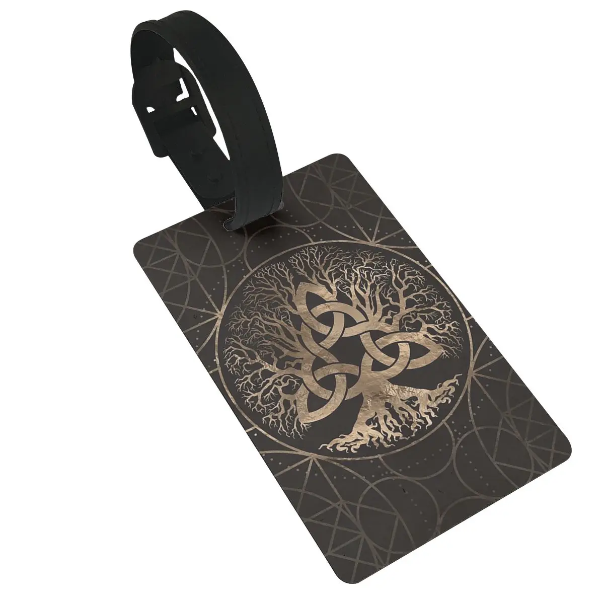 Pohon Kehidupan-Yggdrasil dengan Triquetra Tag bagasi Aksesori koper Travel bagasi Tag pemegang Label alamat nama