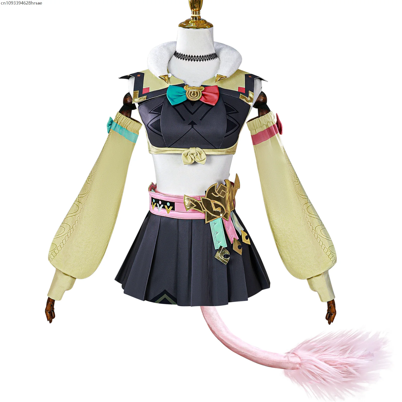 

Cosplay Costume Wigs Top Pleated Skirt Outfit with Tail Halloween Christmas Festival Party Clothes 2025