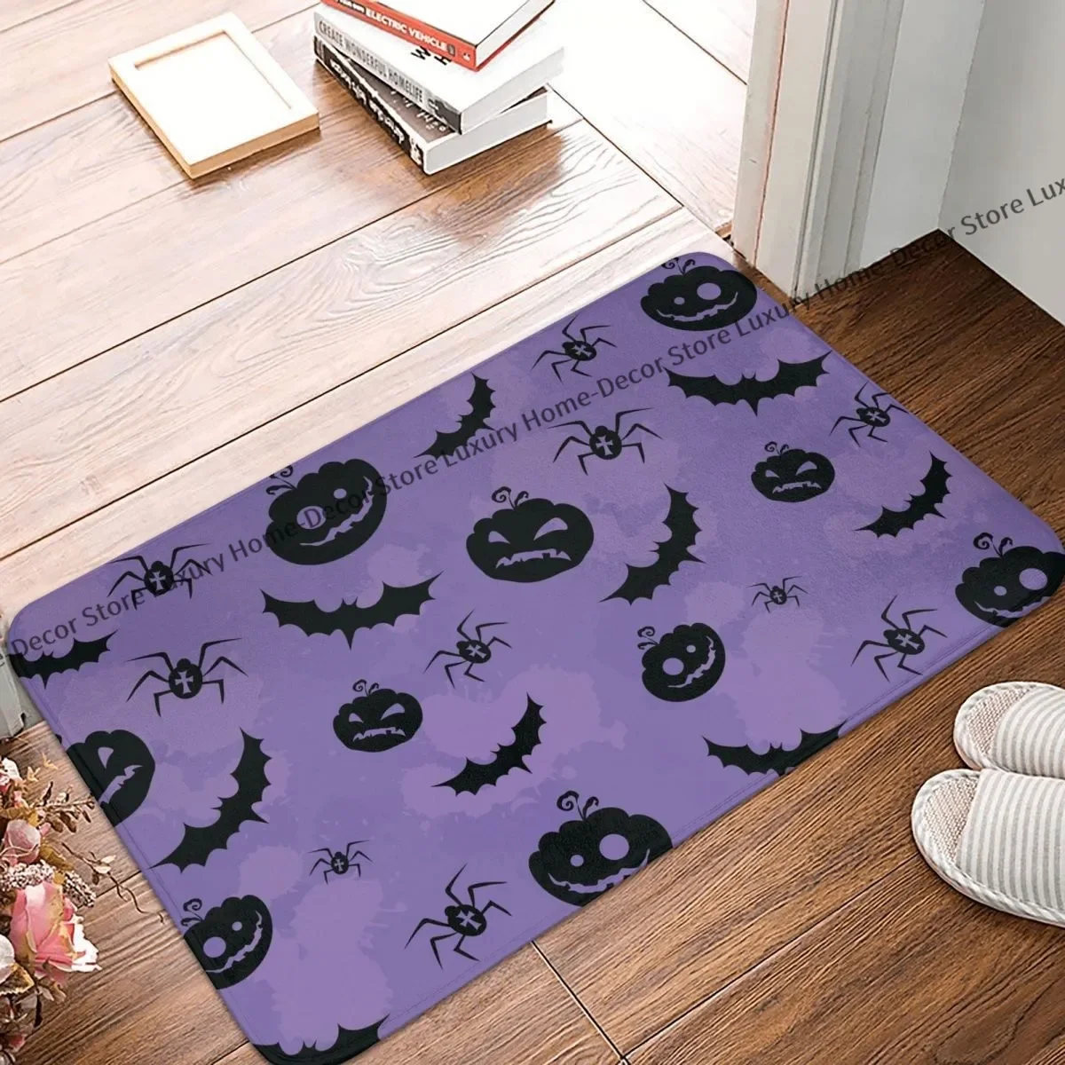 

Happy Halloween Non-slip Doormat Pumpkin Bats Bath Bedroom Mat Prayer Carpet Home Pattern Decor