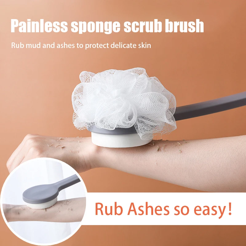 

Multifunctional Bath Brush Painless Strong Rubbing Ash Bath Ball Long Handle Shower Body Cleansing Sponge Scrubber