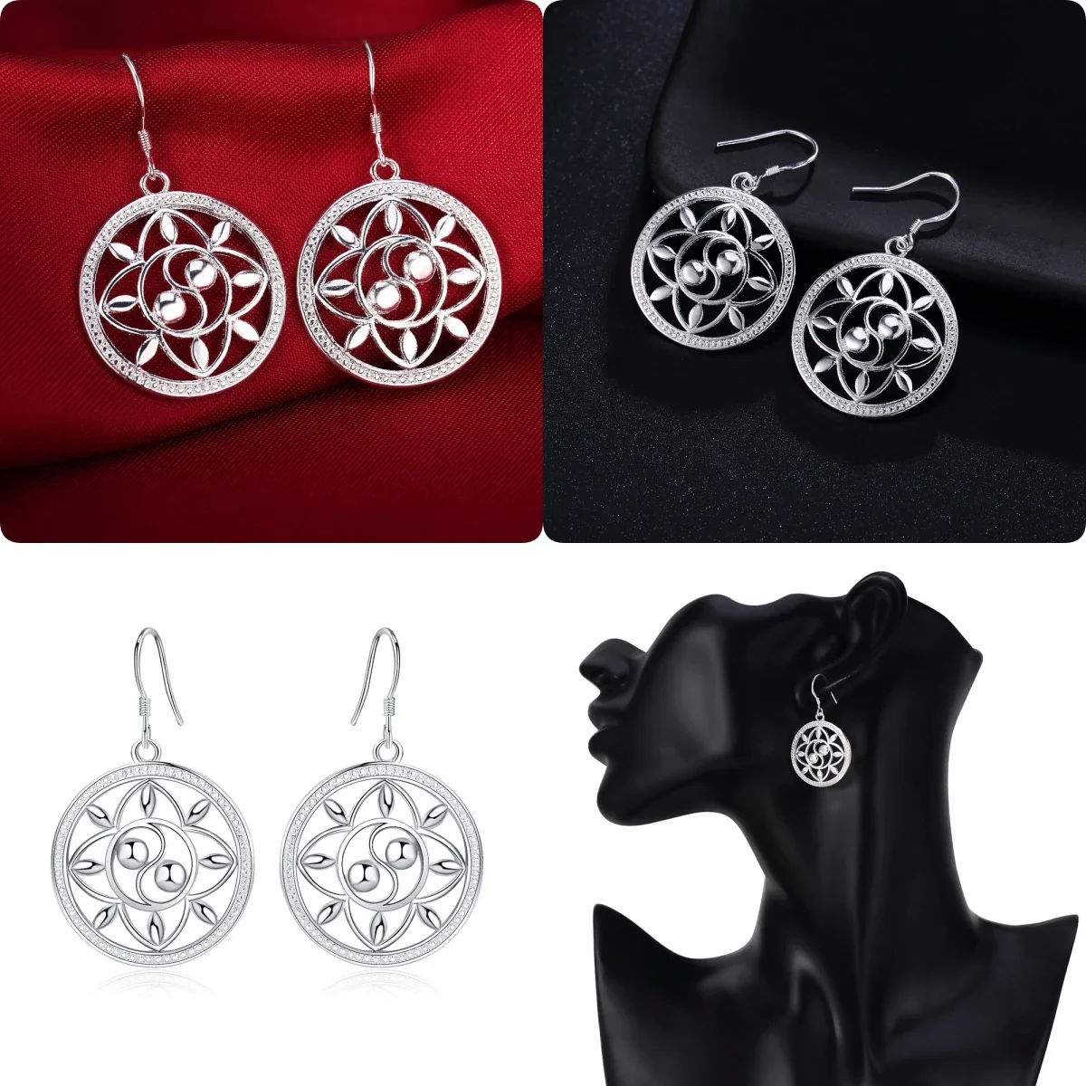 

Серьги из стерлингового серебра 925 пробы, красивые круглые серьги для женщин, роскошные модные вечерние свадебные аксессуары, ювелирные изделия, рождественские подарки