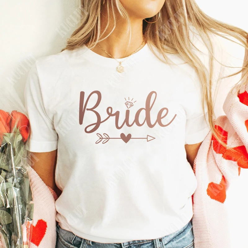 Bridesmaid Team Bride Squad T-shirt Single Farewell Tshirt Girls Bachelorette Hen Party EVJF Blouses Bridal Wedding Party Tees