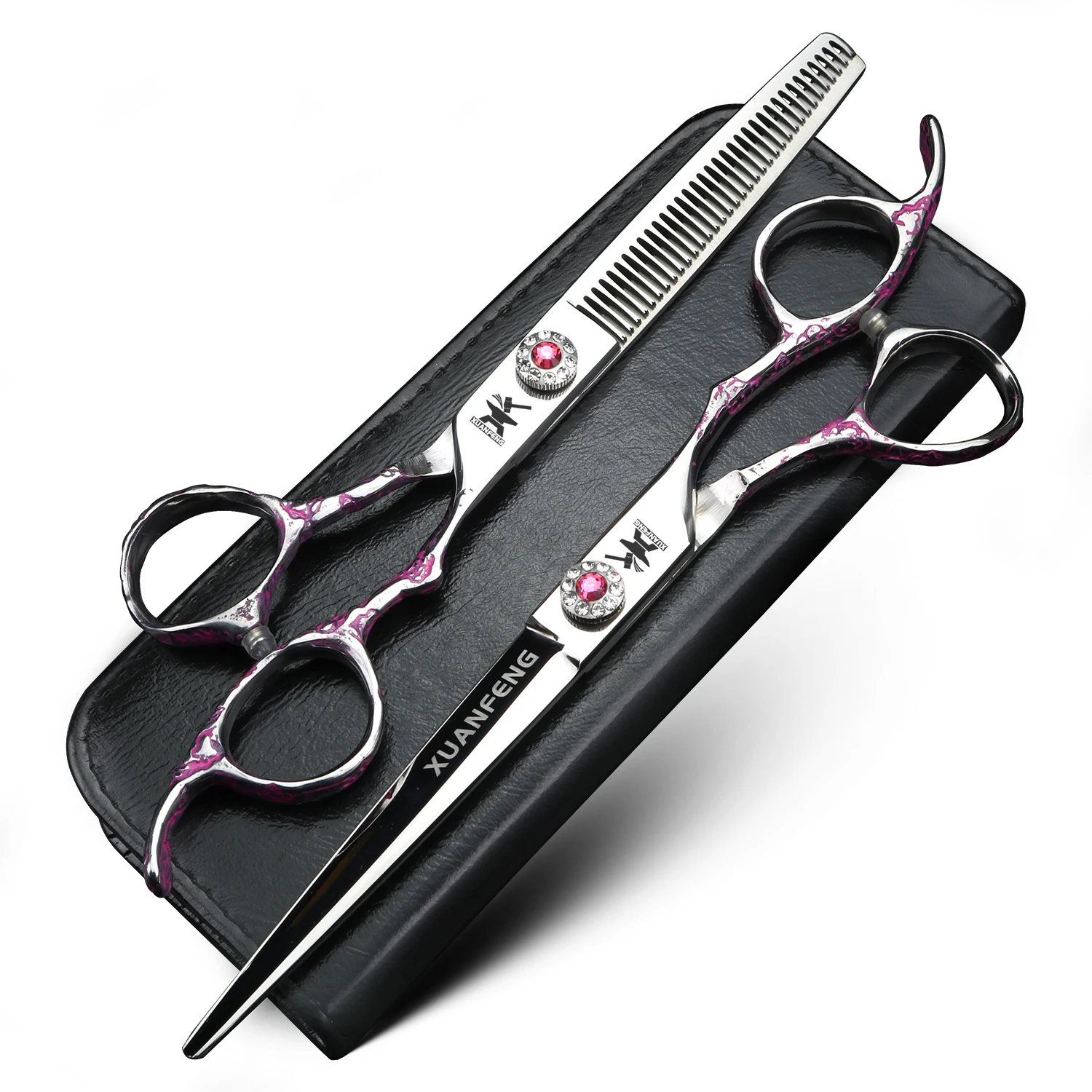 XUANFENG 7 inch plum blossom hair scissors, hairdresser styling tools, cutting scissors, and thinning scissors