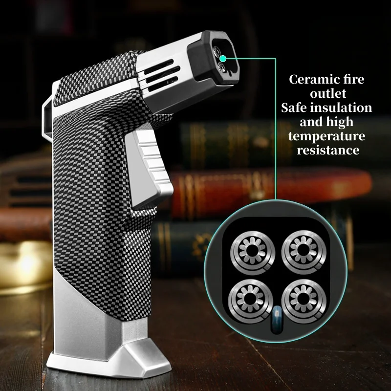

Trendy Play Four Straight Charge Inflatable Lighter with Lock Fire, Continuous Ignition Baking Barbecue Kitchen Portable Igniter