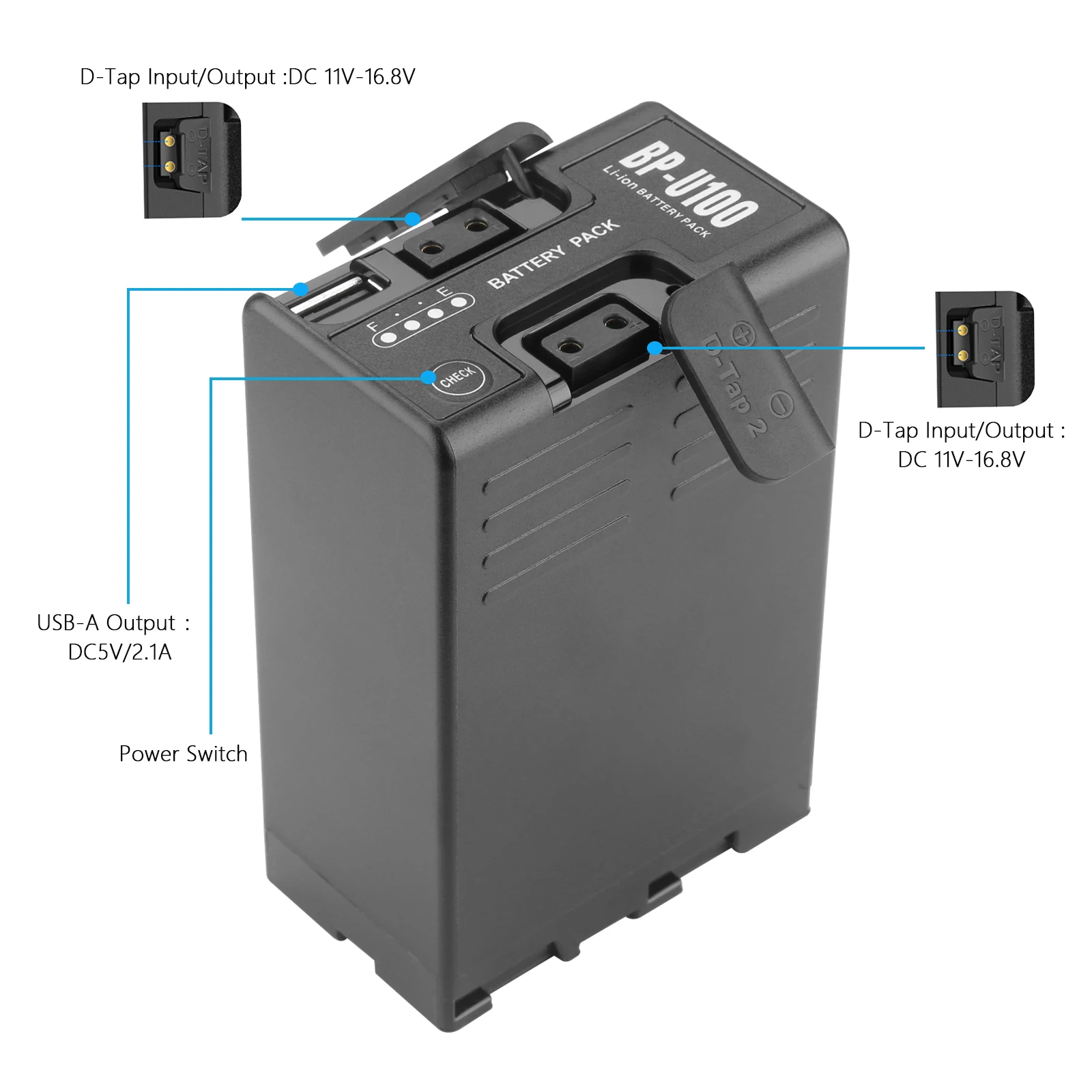 BP-U100 Replacement BP-U90 BP-U60 BP-U65 BP-U30 Battery D-TAP Interface for Sony EX260 EX280 Z280 FS5 7 FX6 Z190 EX1R EX200