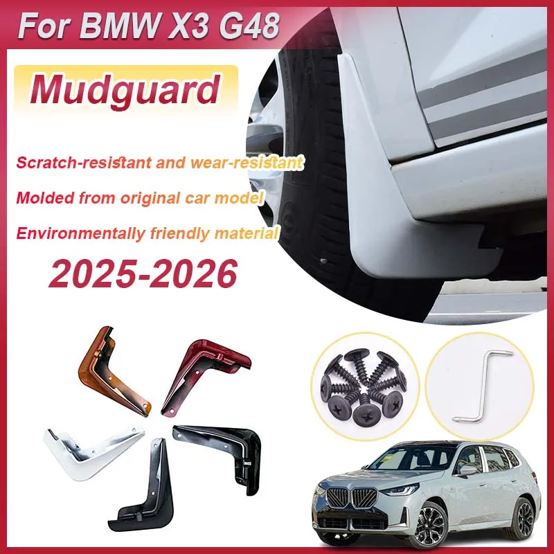 

Комплект из 4 окрашенных брызговиков для BMW X3 G48 (2025-2026 LWB), передние и задние защитные спойлеры, расширители арок, автомобильные аксессуары
