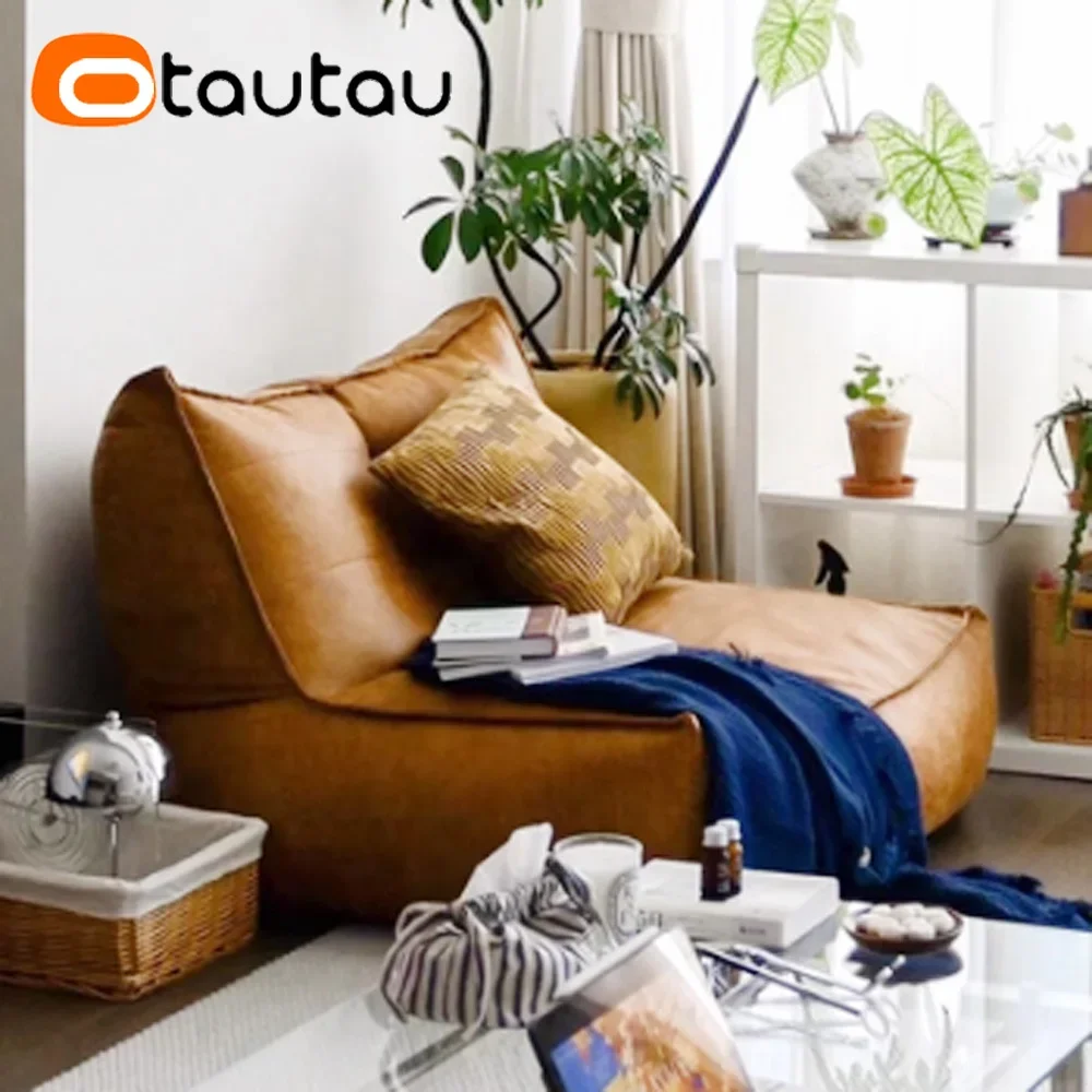 

OTAUTAU Retro Faux Leather Bean Bag Cover SF389【No Filler Inside! You Need To Buy Filler By Yourself !】