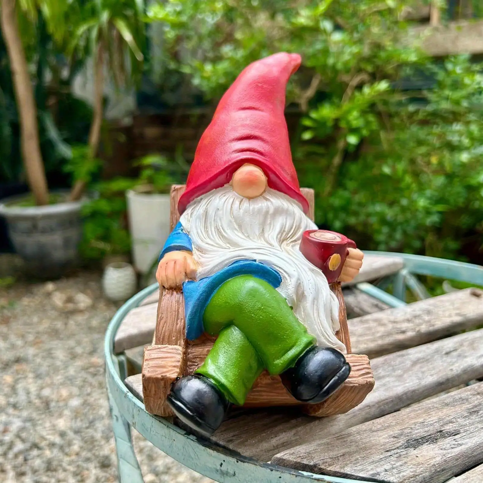 

Funny Garden Gnome Drinking Coffee Statue, Resin Figurine for Indoor Outdoor Home Yard Lawn Patio Decor, Gift Idea