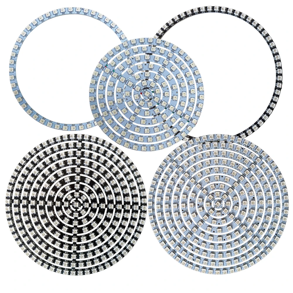 DC12V Led Round Module Ring Pixel Light Strip Dream Color 3Pin Individually Addressable 5050 RGBIC SK6812 Black White PCB